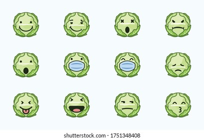 green cabbage emoticon set collection