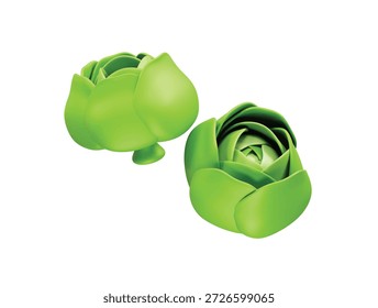 Green Cabbage Heads 3D icon Render illustration