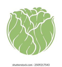 Green Cabbage Illustration. Hand drawn organic and healthy food object. Vector illustration fresh vegetable.