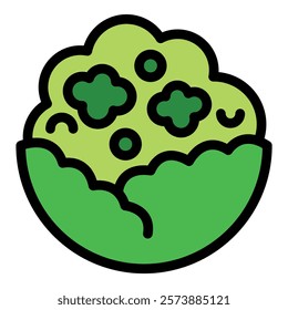 Green cabbage vegetable icon representing the concept of healthy food and vegan lifestyle