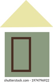 Cabilo verde con una ventana grande, ilustración de icono, vector sobre fondo blanco