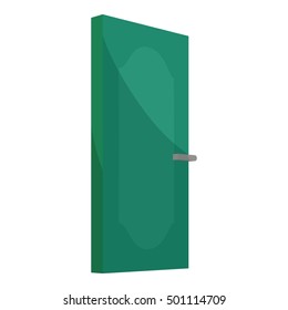 Green cabinet door icon. Cartoon illustration of door vector icon for web design