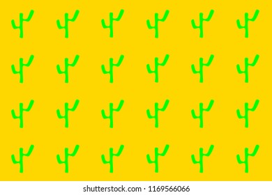 Green cacti in orange background. Vector illustration of green cactuses in orange background reminiscent of desert.