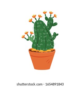 Green cactur vector in the pot, cactus art illustration icon logo design