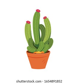 Vector de cactur verde en la olla, cactus ilustración icono diseño logotipo