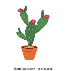 Green cactur vector in the pot, cactus art illustration icon logo design