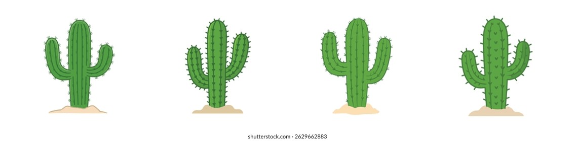 Green Cactus – Abstract Desert Plant on White Background
