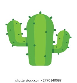 Green Cactus Cartoon Icon Isolated on white Background