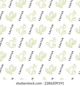 Green Cactus Desert Plant Vector Seamless Pattern can be use for background and apparel design