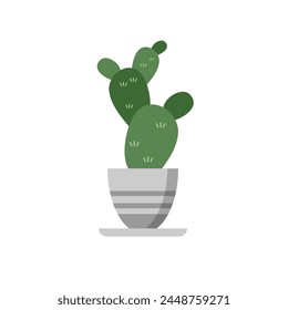 Green cactus. Flat, cartoon style. Vector illustration of a white background. 