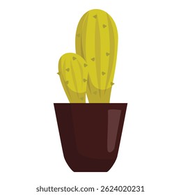 Green cactus growing in a brown pot, perfect for adding a touch of nature to any design
