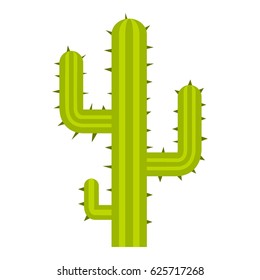 Green cactus icon flat isolated on white background vector illustration