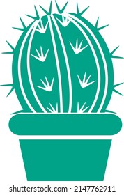 Green Cactus Icon. Succulent Silhouette. House Plant