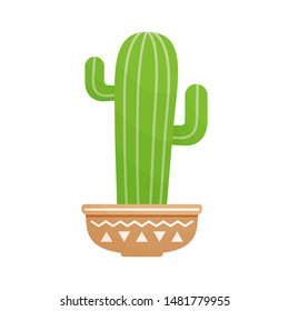 Green cactus isolated on white background. Clipart element for wallpaper, greeting card, poster, flyer, banner print
