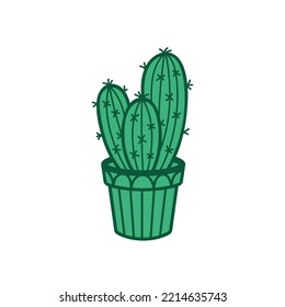 Green cactus isolated on white background. Vector illustration
