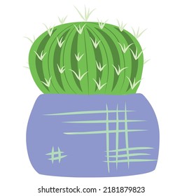 Cactus verdes en ilustración vectorial de la olla lila