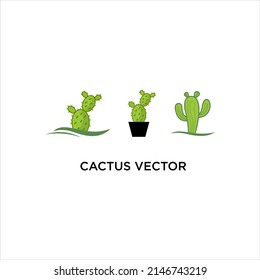 green cactus logo. desert land tree vector