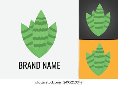 Green cactus logo. Desert green plant. Cactus with sharp thorns. Cacti logotype