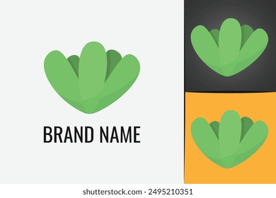 Green cactus logo. Desert green plant. Cactus with sharp thorns. Cacti logotype