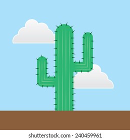 Green cactus outside in the desert 