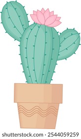 Grüner Kaktus mit rosafarbener Blume