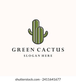 Green Cactus plant icon logo design vector template