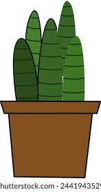 green cactus with pot. desert. Flat, Cartoon style. cactus with prickles. Vector and illustration.