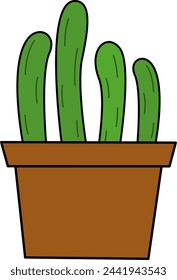 green cactus with pot. desert. Flat, Cartoon style. cactus with prickles. Vector and illustration.