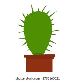 green cactus in a pot flat style