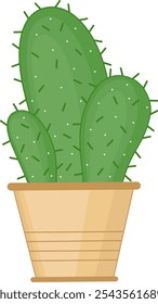 Cactus verde en la ilustración de la olla