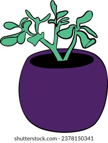 Green cactus in a pot Vector illustration