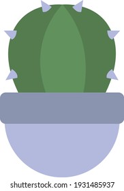 Green cactus in a purple pot, illustration, vector on white background.