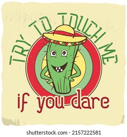 Green cactus with a sombrero