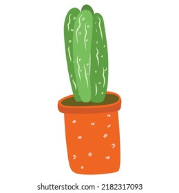 Green cactus in terracotta pot isolated vector illustration on a white background