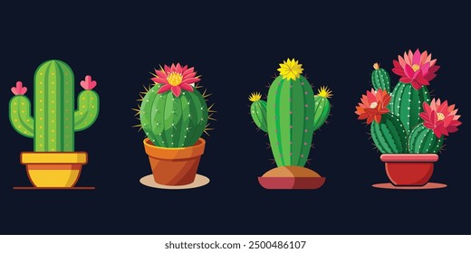 green cactus with thick, fleshy stems covered in sharp spines. 