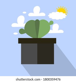 
Green cactus vector with bright clouds