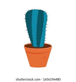 Green cactus vector design isolated on white background, cactus in the pot