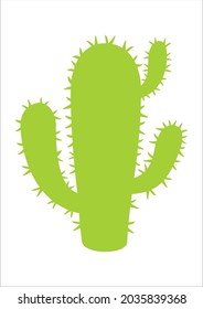 Silueta vectorial de cactus verde, ilustración plana de planta espinosa espinosa, planta desértica 