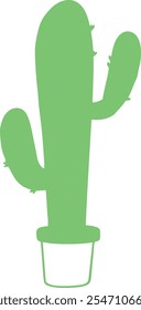 Silueta de Vector de cactus verde, ilustración plana de planta suculenta espinosa