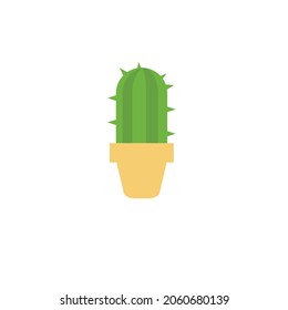 green cactus in a yellow pot white background