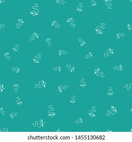 Green Caduceus snake medical symbol icon isolated seamless pattern on green background. Medicine and health care. Emblem for drugstore or medicine, pharmacy.  Vector Illustration