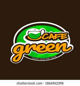 Green cafe logo with an attractive cup symbol