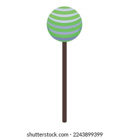 Green cake pop icon isometric vector. Candy sugar. Sweet sugar