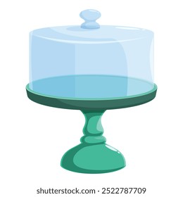 Green cake stand with glass cover waiting to be filled with delicious treats