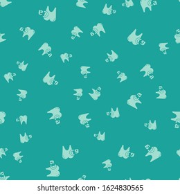 Green Calcium for tooth icon isolated seamless pattern on green background. Tooth symbol for dentistry clinic or dentist medical center.  Vector Illustration