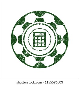 Green calculator icon inside rubber grunge stamp