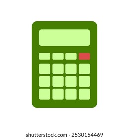 Green calculator.  Simple flat vector illustration.