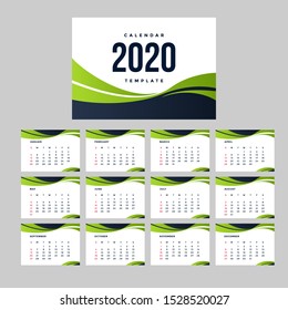 Green Calendar 2020 Background template