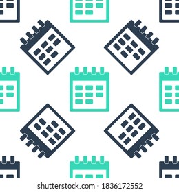 Green Calendar icon isolated seamless pattern on white background. Vector.