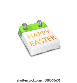 Green Calendar Icon on Easter April 24th. Vector illustration isolated on white background